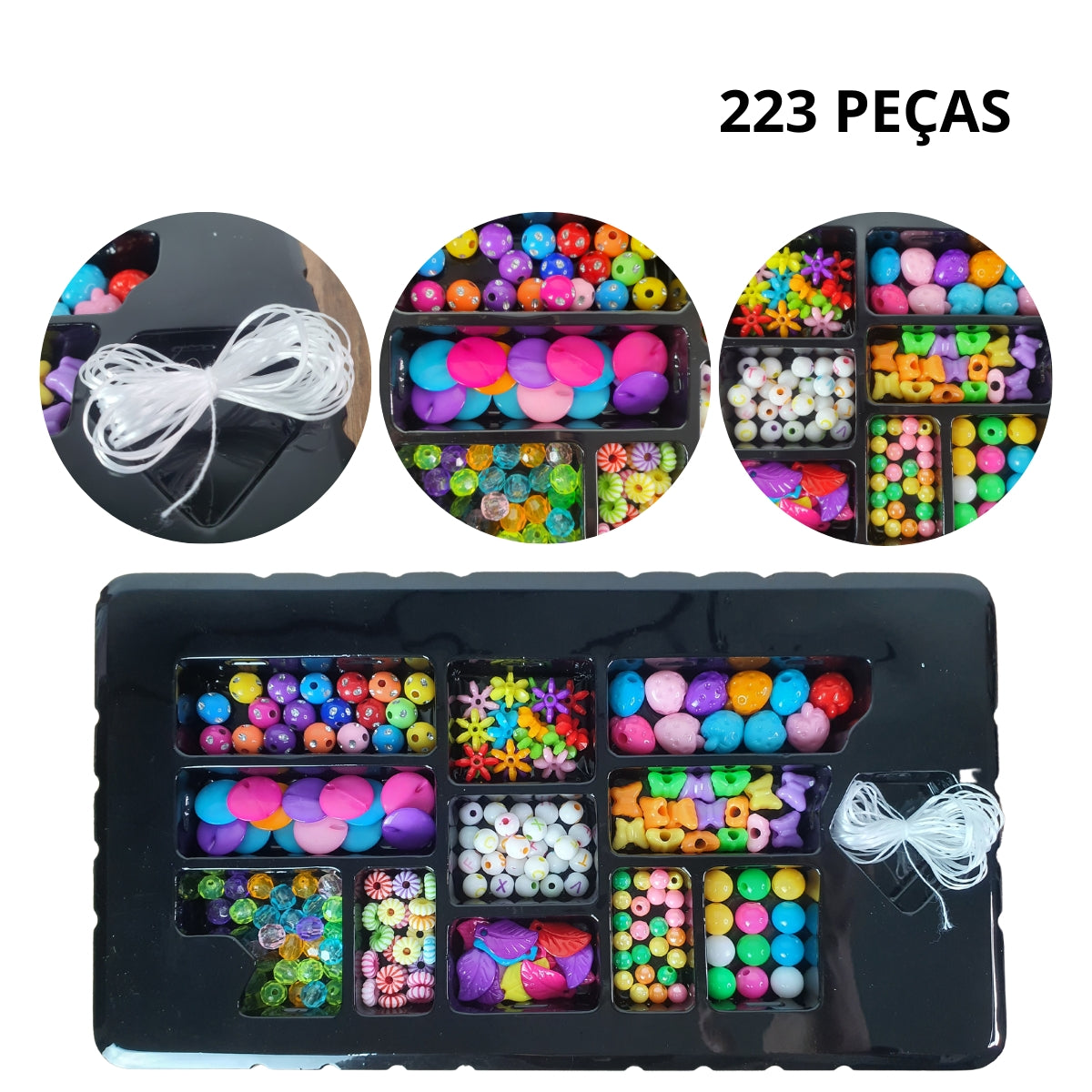 Kit Miçangas Infantil Diamond Star 223 Peças - Bbr Toys Kit Miçangas Infantil Diamond Star 223 Peças - Bbr Toys